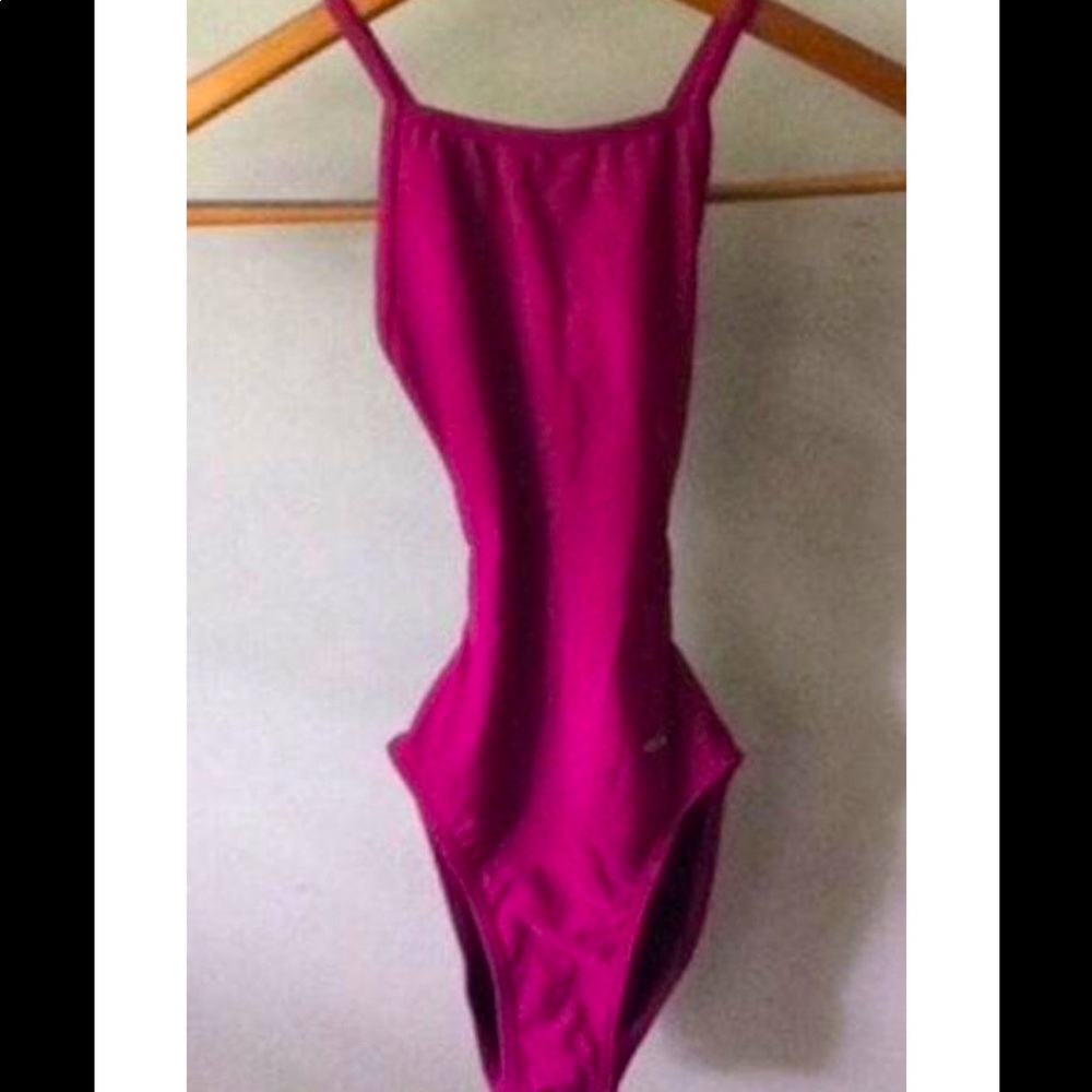 Sporti pink cutout back high leg one piece practice suit